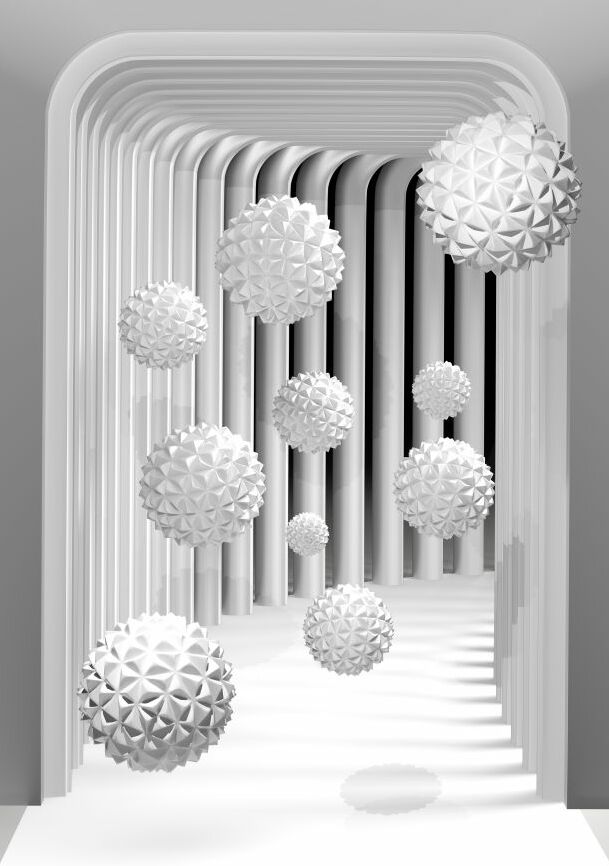 Картина на холсте 3Д тоннель со сферами, арт hd2231301