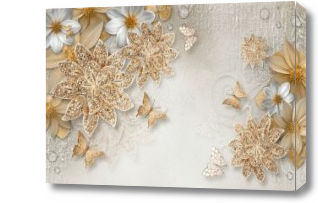 Картина Цветы с золотом