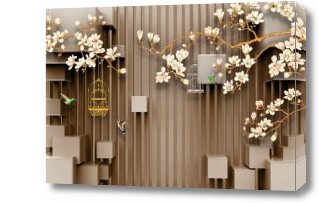 Картина 3D кубы и ветви